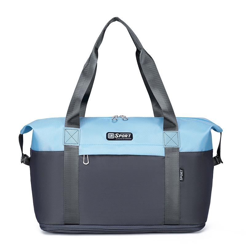 Modische Lässige Kurzstreckenreise Kontrastfarbe Erweiterbare Handgepäck-Reisetasche Trocken-Nass-Trennung Fitnesstasche Kann An Zugstange Befestigt Werden