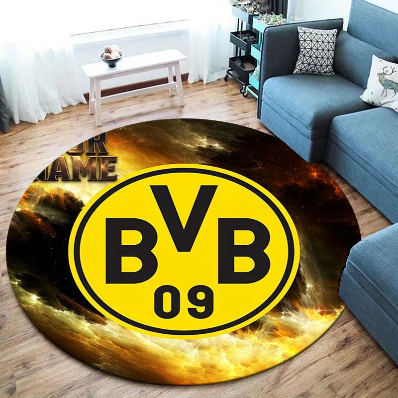 Borussia Custom Name Round Area Rug,Carpet Rug for Living Room Bedroom Sofa Playroom Decor,Non-slip Floor Mat