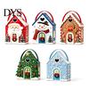 Reusable Holiday Gift Packaging Christmas House Box with Handle, 3D Gingerbread/Santa Claus/Tree/Snowflake Candy Snack Containers for Parties