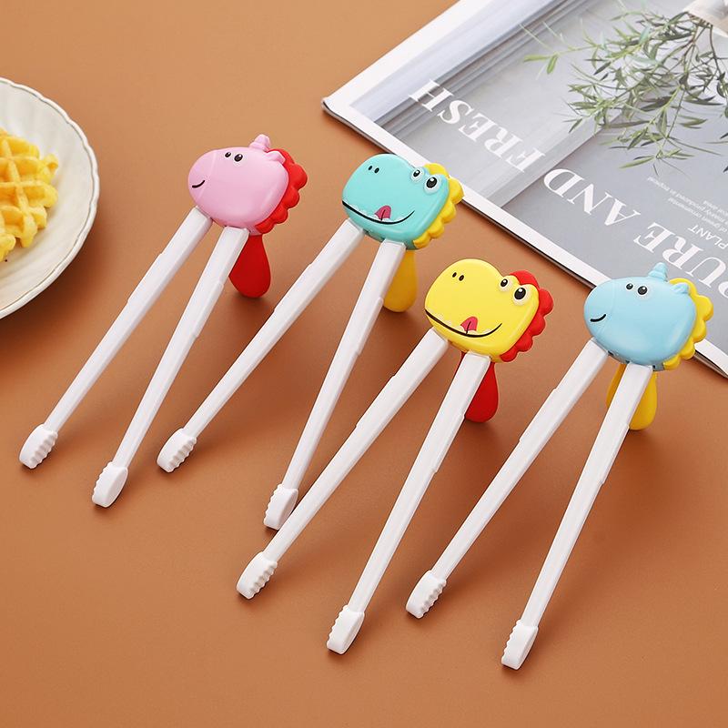 304 Stainless Steel Baby Tableware Set - Includes Spoon, Fork, Anti-Fall Cute Cartoon Chopsticks for Kids
