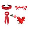 50S Rockabilly Costumes,1950S Costumes Accessories Halloween Cosplay Costume Scarf,Cats Eye Glasses,Scarf,Earrings,Gloves