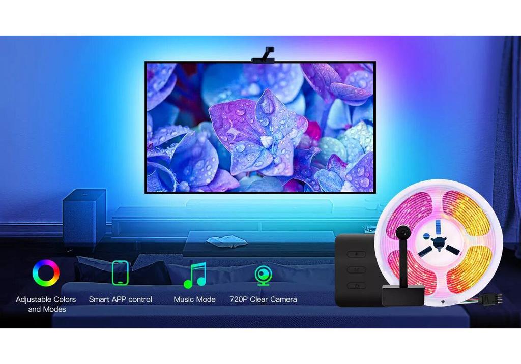 Graffiti App Control LED Light Strip for 55-65-Inch TV Background with Camera Sync