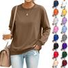 Damen lockere Passform Rundhals Langarm Sweatshirt Pullover Lässiges Oberteil