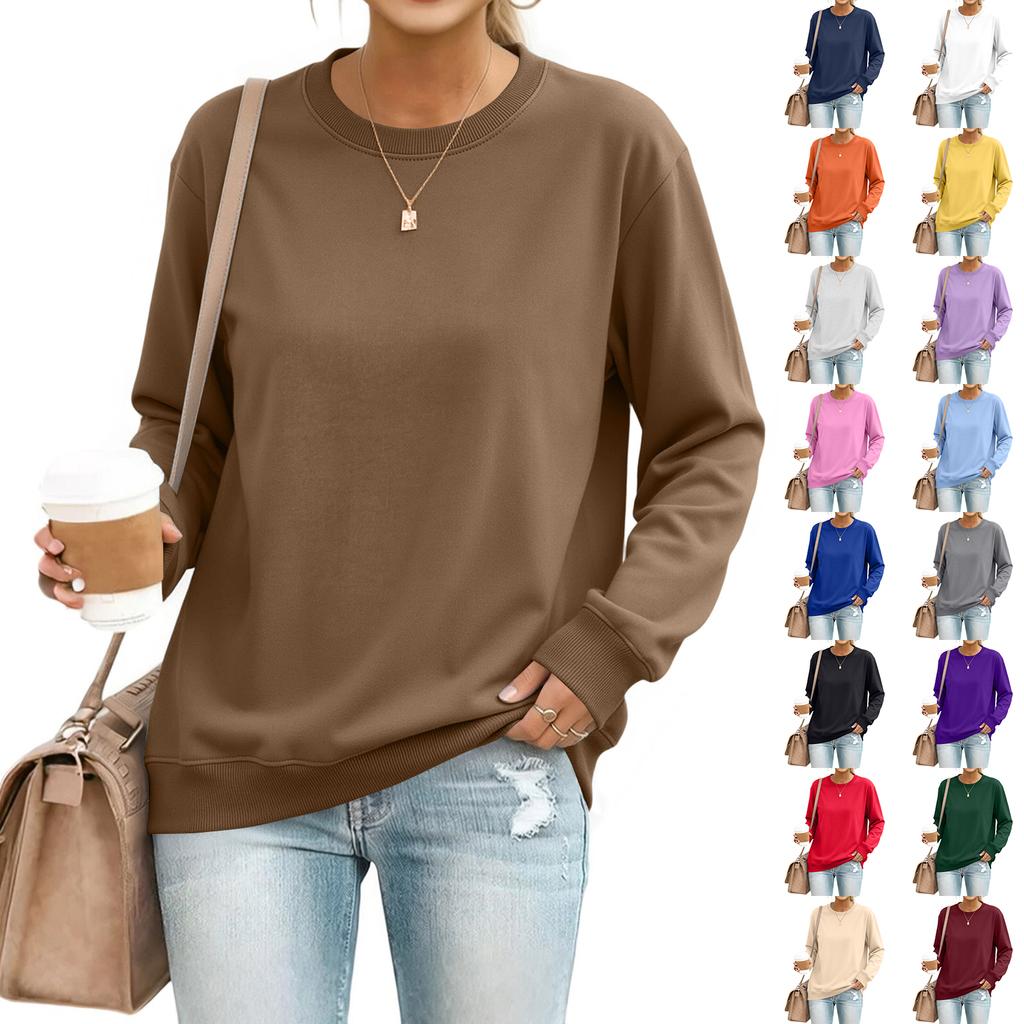 Women's Loose Fit Neck Long Sleeve Sweatshirt Pullover Casual Top