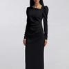 New Russian Irregular Collar Long sleeve Split Dress Ircollar Regular Slit Dress