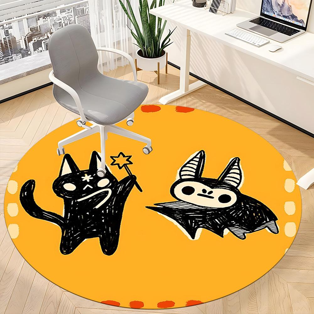 1pc Halloween Cats Office Round Area Rug, Indoor Mat Suitable For Office, Under Office Chairs Bedroom Living Room Home Decor176
