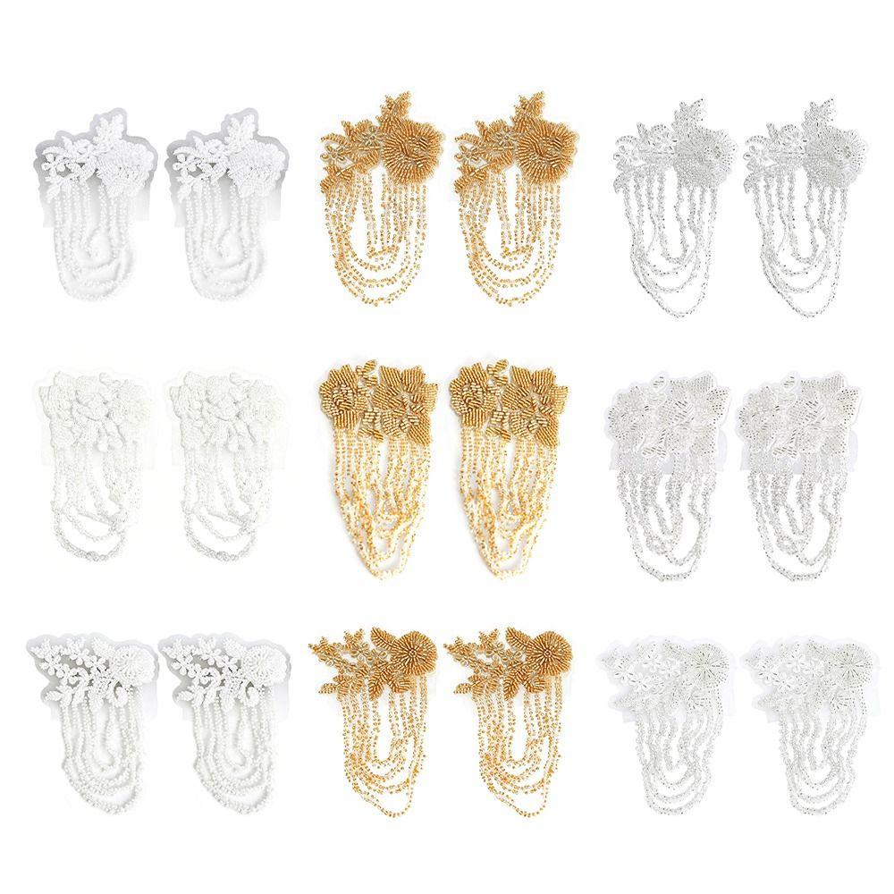 Pearl Embroidery Shoulder Ornaments Handmade Three-Dimensional Bead Beaded Epaulets Gold Embroidery Diamond Binding Beads