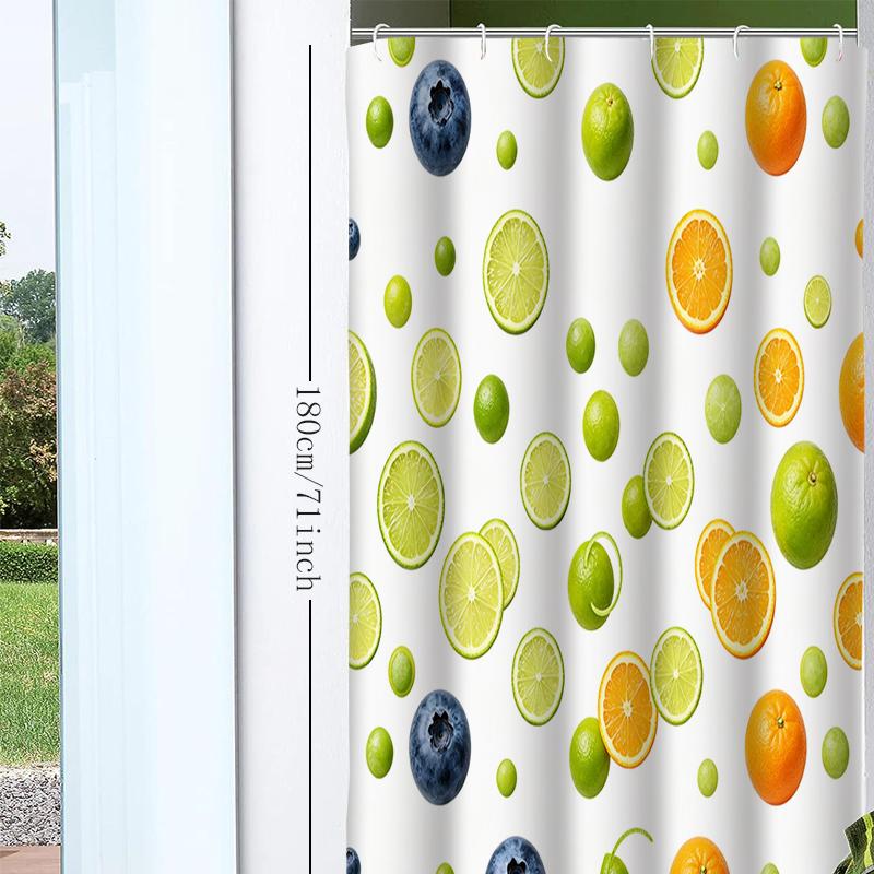 1pc Simple Fruits Shower Curtain with Metal Grommets, Polyester Bath Curtain Widow Curtain Bathroom Decor & Accessories