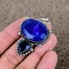 Blue Jade, Topaz Gemstone 925 Sterling Silver Jewelry Pendant 2.09" KKG-322