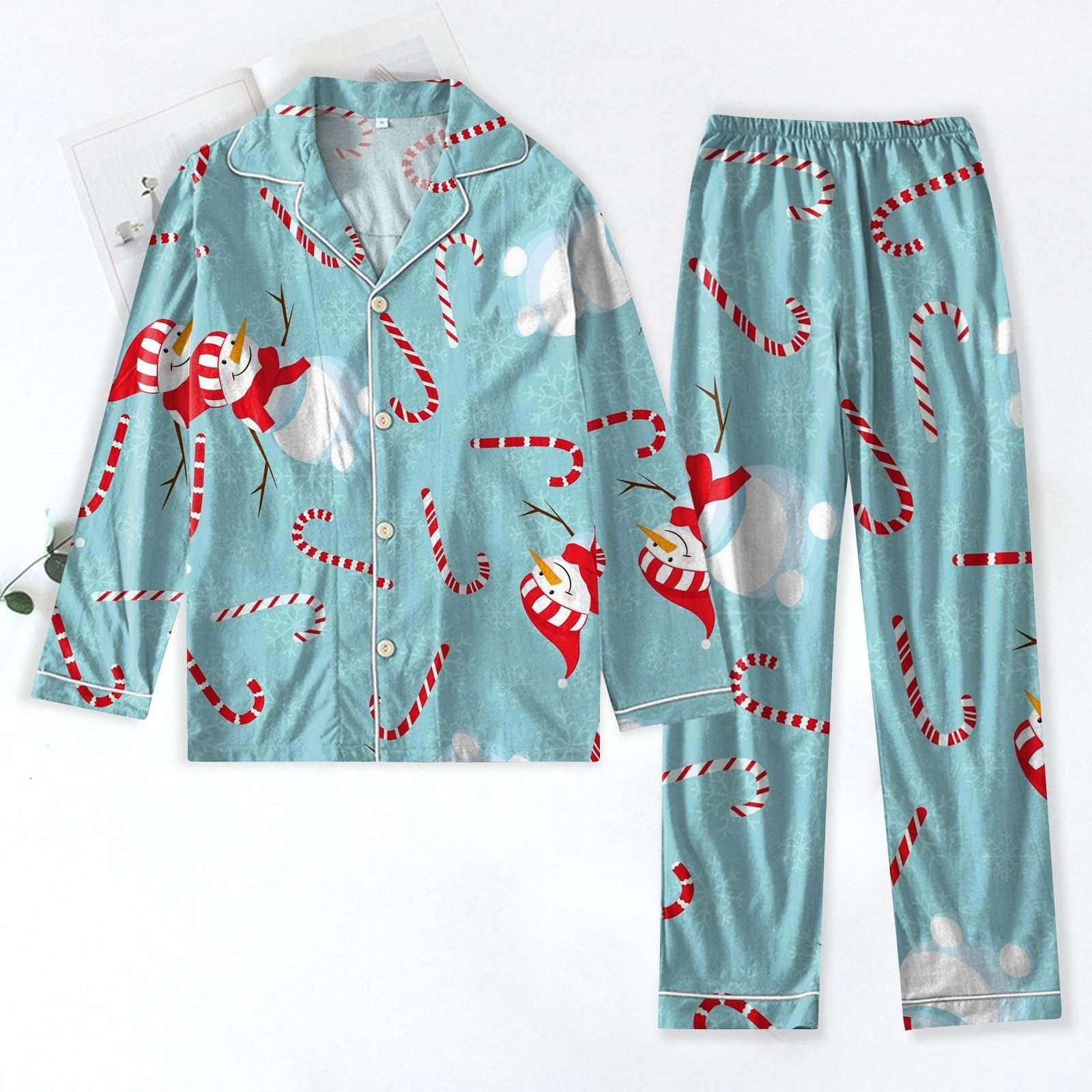 

Женский костюм из 2 предметов с принтом, топ на пуговицах с длинными рукавами, широкие брюки, комплект, пижамный домашний повседневный костюм S