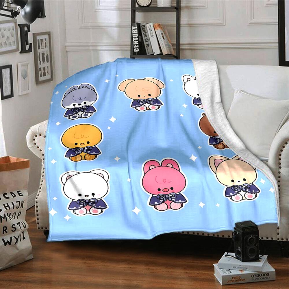 1Pc Cute Animal Expressions Blanket For Couch Bed Plush Cozy Fuzzy Blanket Super Soft Warm Blankets For Fall And Winter 091843