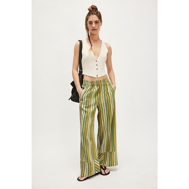 IHUASU Women's Fashion Casual Solid Color Print Pants & Capris