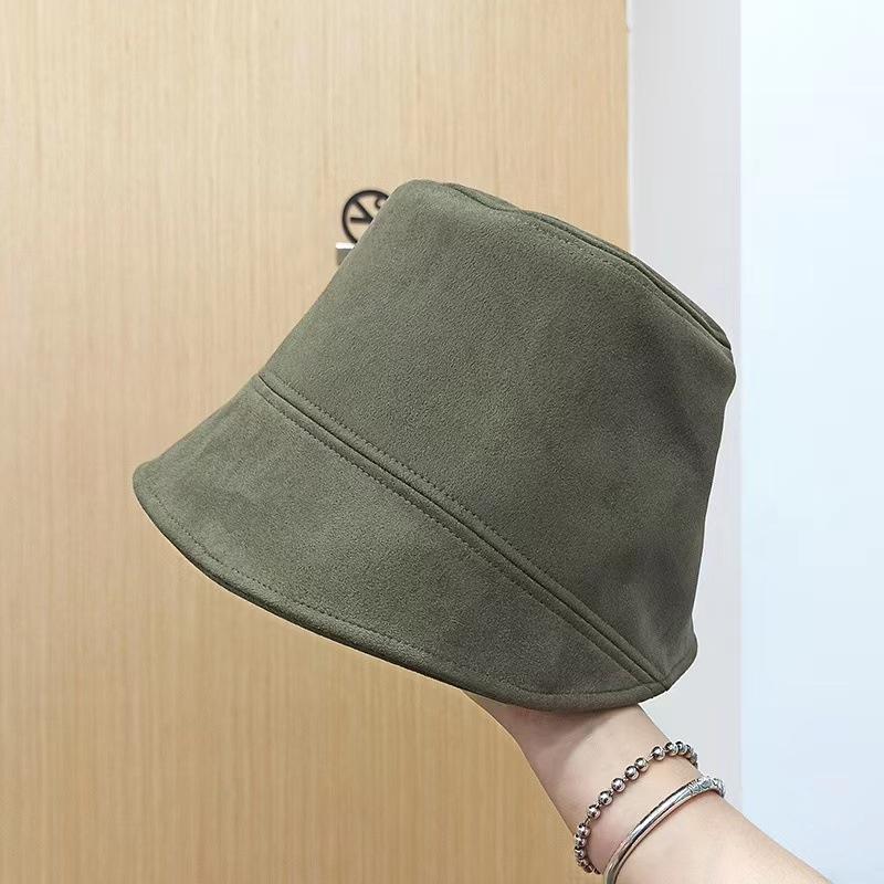 New Suede Bucket Hat Women's Trend Versatile Autumn and Winter Bucket Basin Hat