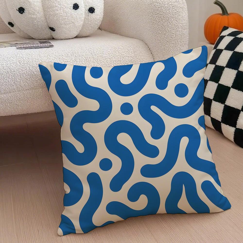 Minimalist Wave Lines Pillow Minimalist Art Cushion Cover Throw Pillow Cover Hidden Button Durable Polyester Chair Cushion