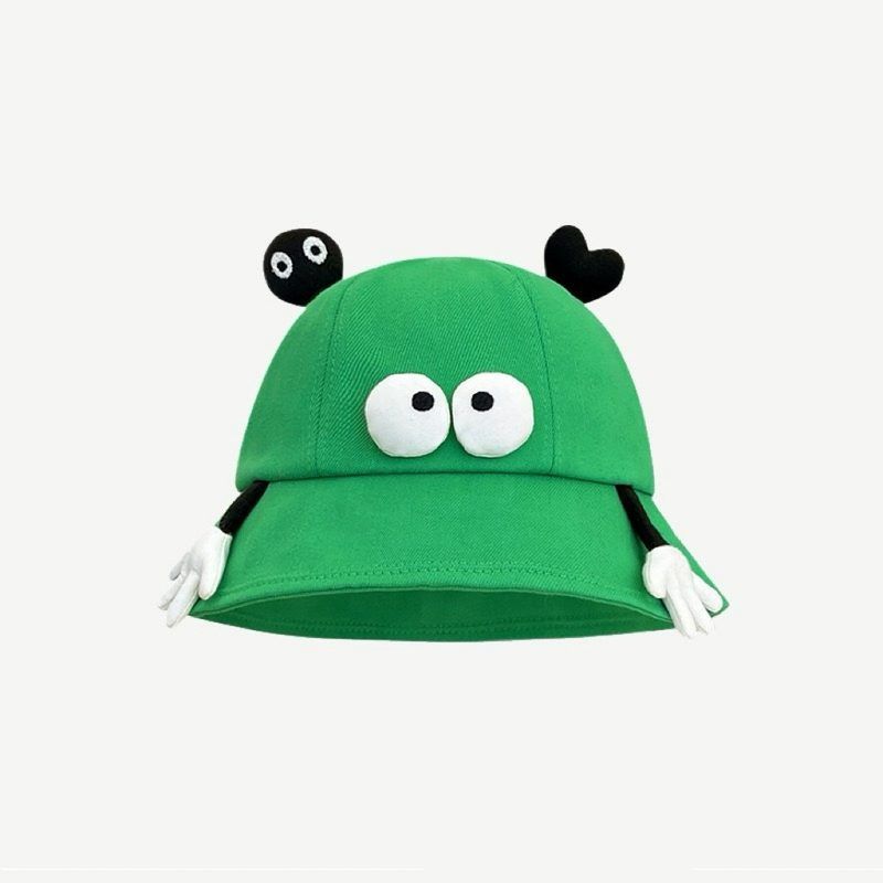 Funny Bucket Hat Female Spring Summer Big Eyes Cartoon Cute Sunshade Basin Hat Outdoor Face Small Wide Brim Sunscreen Hat