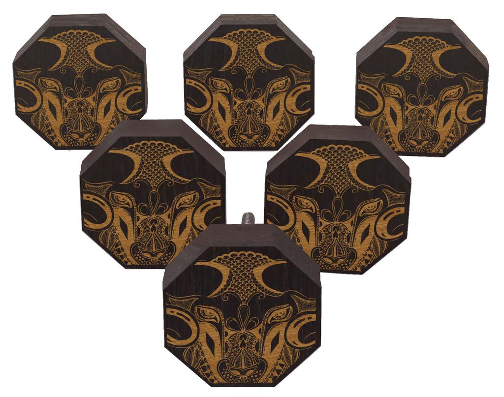 IBA Indianbeautifulart Brown Engraved Knobs Furniture Knobs Cabinet Drawer Pull Pack