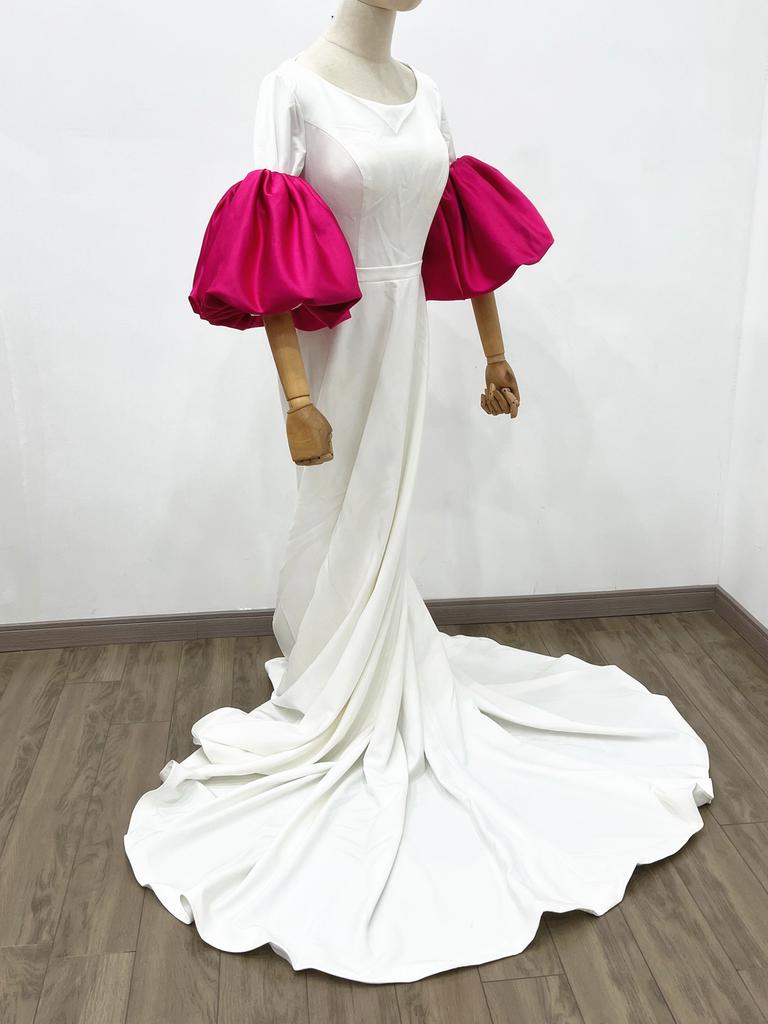Abnehmbare Satin-Puffärmel-Armstulpen – schulterfreies Brautaccessoire für Hochzeit, Fotoshooting & Abendkleid
