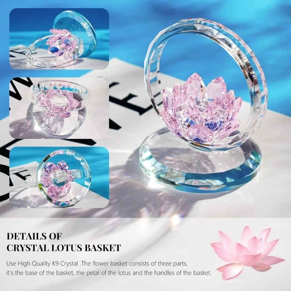 Stable Base Crystal Lotus Ornament Reflection Effect Clear Lotus Flower Collectible  Home Decor
