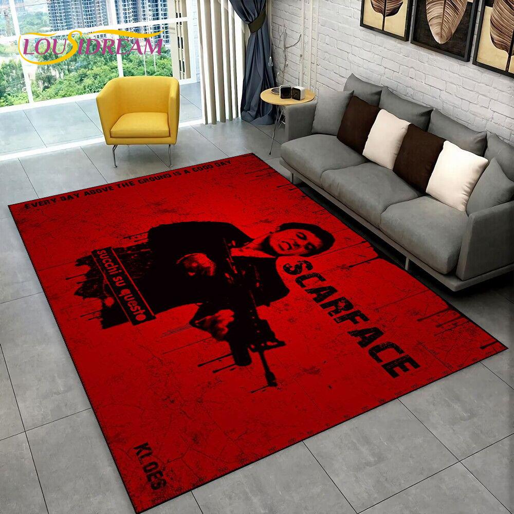 Movie Scarface Tony 3D Printing Area Rug Large,Carpet Rug for Living Room Bedroom Sofa Doormat Decor,Kid Play Non-slip Floor Mat
