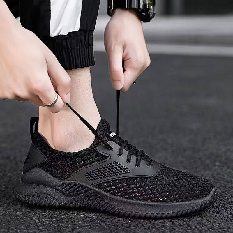 Men's shoes do not stink feet summer new ultra-thin fly-woven mesh shoes thick-soled non-slip wear-resistant breathable soft-soled sports running sh