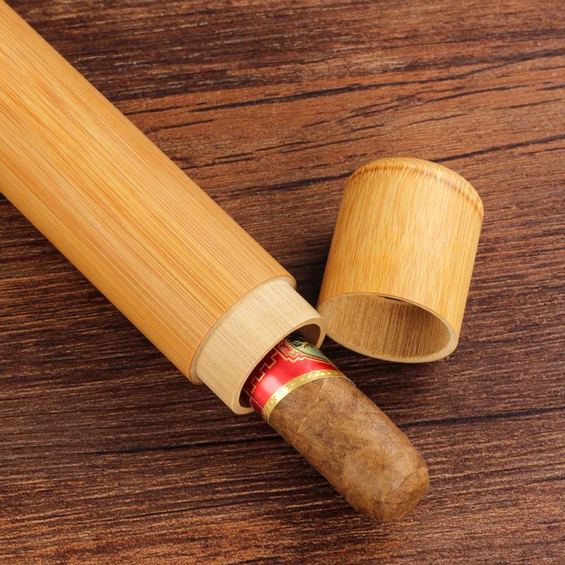 Portable Bamboo Cigar Humidor: Carbonized Tube, Moisture-Proof, Travel-Ready Storage Box