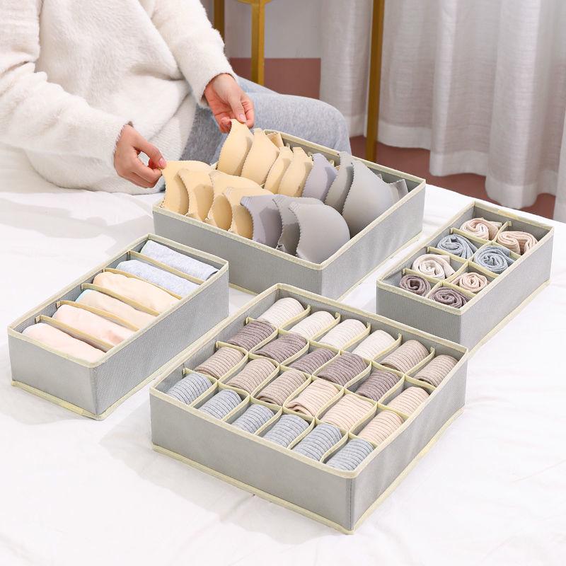 

Foldable Underwear Storage Box Set - Four-Piece Wardrobe Organizer