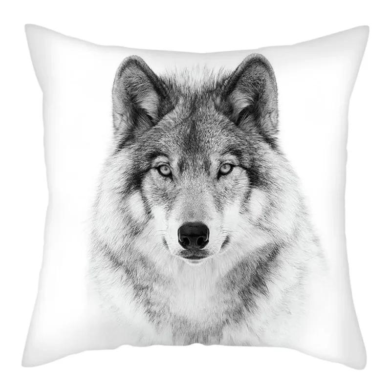 Home Decor Wildlife Print Cushion Cover Wolf King Photo Pillow Cover Home Sofa Decoration Pillowcase X