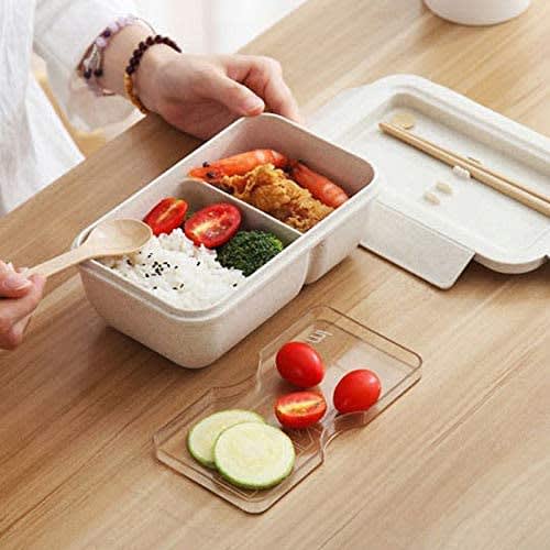 Leak-proof 850ml Large Capacity Bento Box, Made with Straw Fiber, Eco-Friendly Material, Includes Cutlery, Microwave Safe, Suitable for High School St