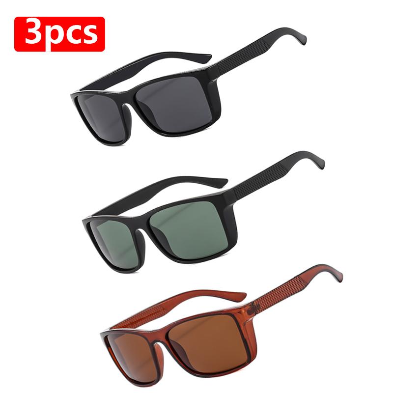 3 Piece Square Polarized Sunglasses Men Women High Quality Rectangle Sun Glasses Driving Cycling Glasses Outdoor Eyewear Unisex