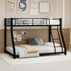 Estrutura de Metal Resistente para Cama Beliche, Cama Superior 90*140cm, Cama Inferior 140*190cm, Economia de Espaço, Escada e Grades de Proteção de Comprimento Total, Adolescentes e Adultos, Estilo Moderno