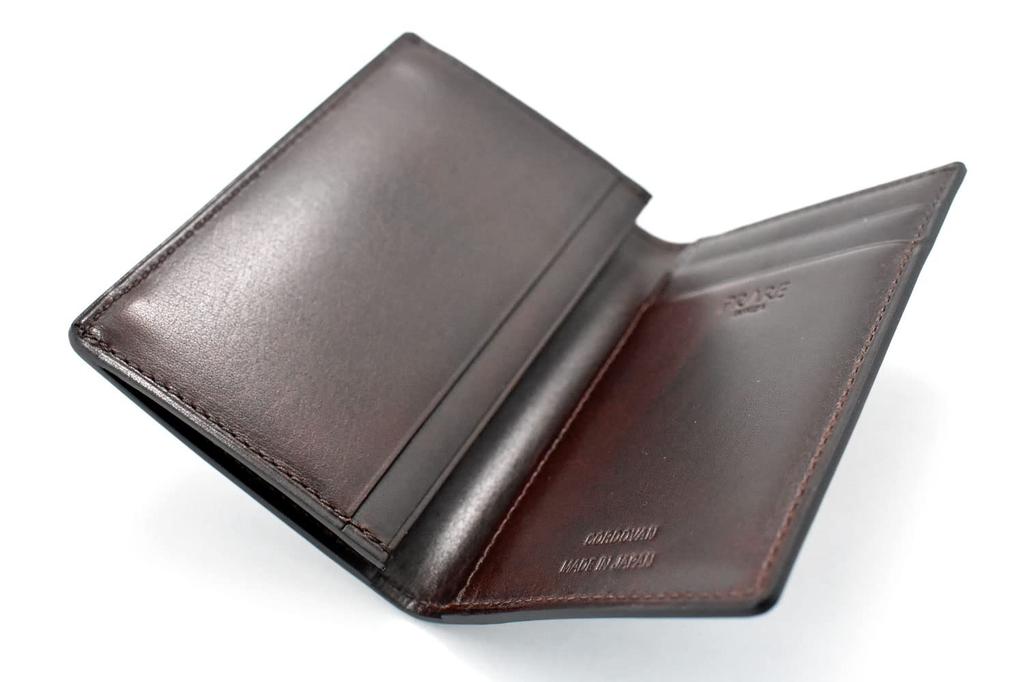 Business Card Holder Natural Cordovan Black [Prairie] Men's