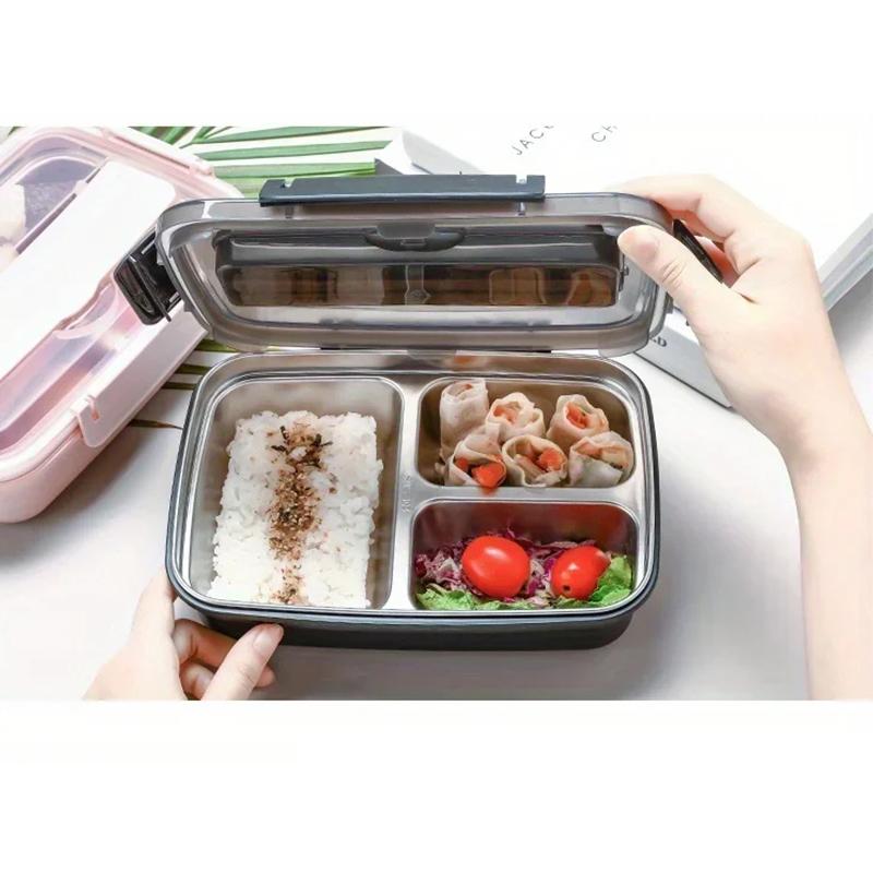 304 Stainless Steel Compartment Lunch Box with Lid Thermal Insulated Bento Box for Kids Students & Office Meal Prep Container