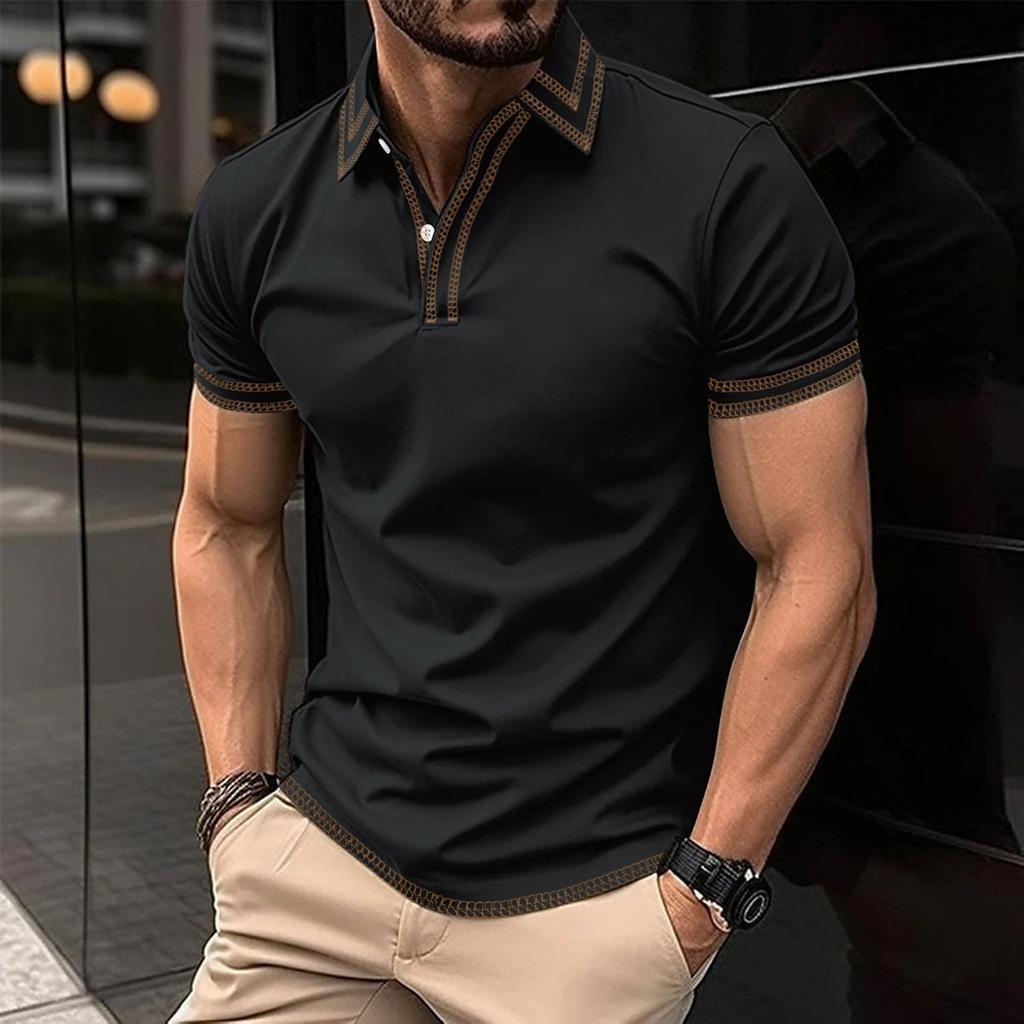 New summer men's casual short-sleeved polo shirt with a collared neckline