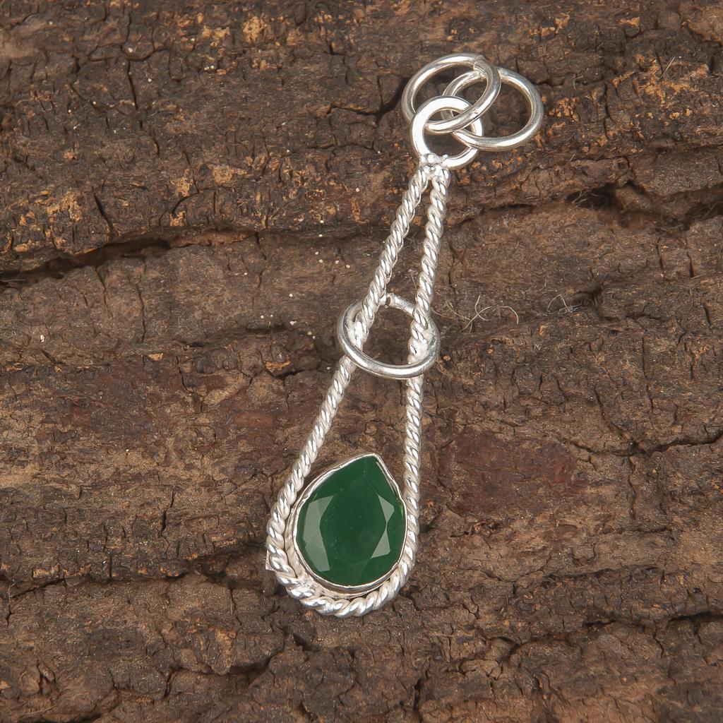 Green Onyx Gemstone Jewelry, 925 Solid Sterling Silver Pendant, Adorable Green Onyx Handmade Pendant Gift For Sister