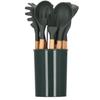 Ustensiles de cuisine Springos® – set d’accessoires en silicone et bambou, 12 pièces - graphite