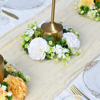 Artificial Flower Candle Holder Wreath Faux Chrysanthemum Ball Candle Ring Simulation Floral Tea Light Holder for Home Wedding Table Centerpiece