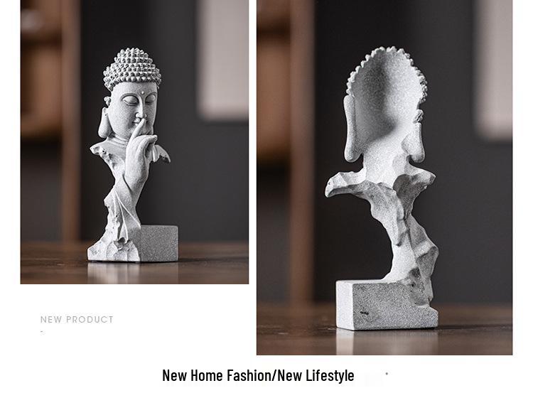 Zen-Style Xian Porcelain Buddha Ornament: Creative Desktop and Tea Room Bonsai Decoration.