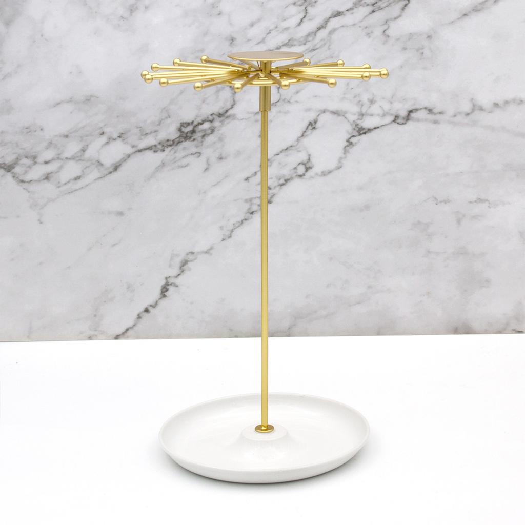 Metal Jewelry Holder with Circular Base Accessories Stand Rotatable Accessory Showcase Rack for Home and Store Use
