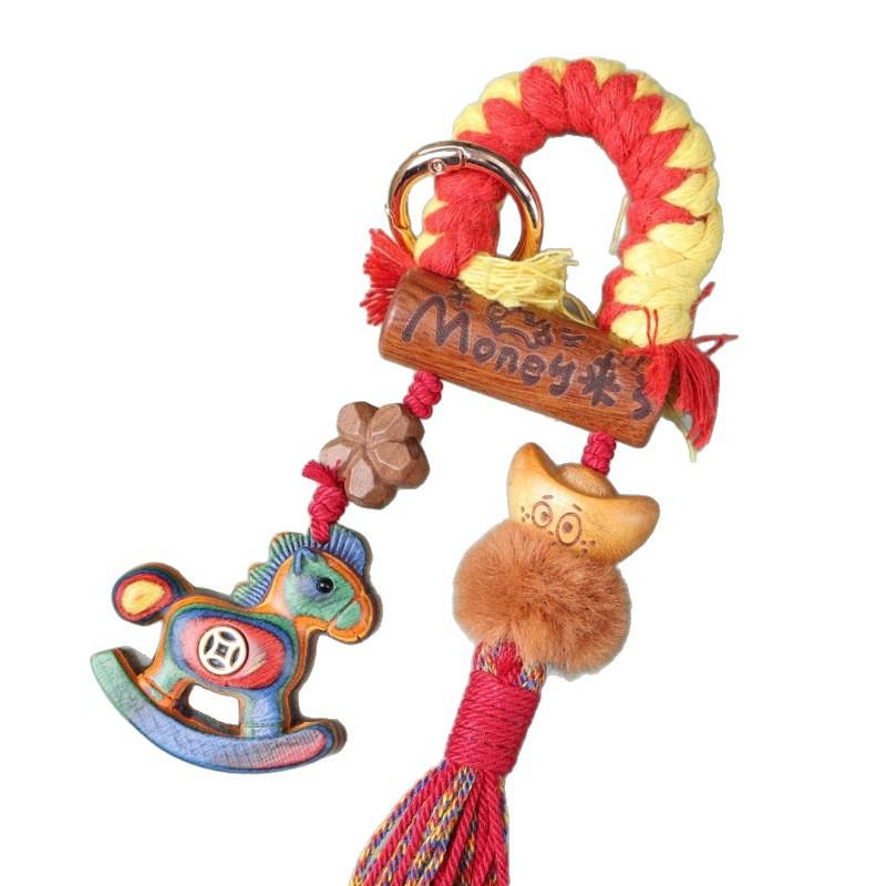 Golden Sandalwood Cute Star Gourd Car Pendant for Peace