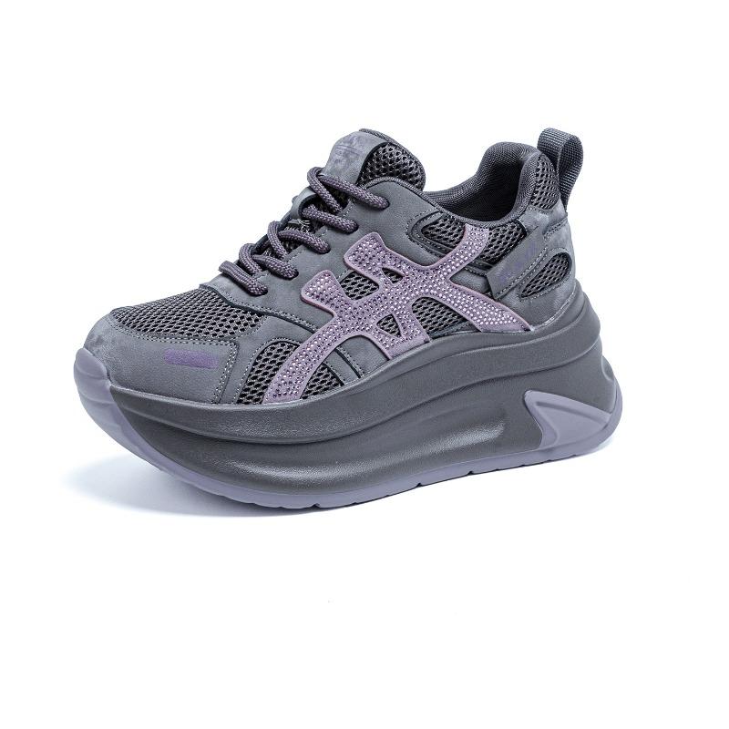 

Breathable mesh heightening polyurethane shoes women s autumn versatile sports and leisure shoes thick sole 40 фіолетовий