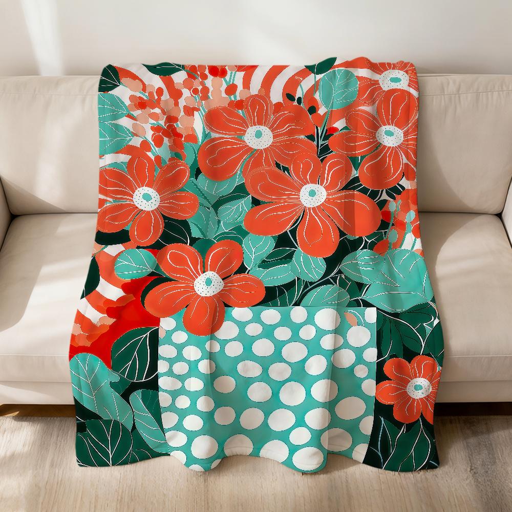 Fashion Vibrant Floral Modern Art Flannel Soft Warm Plush Blanket For Sofa Living Room Pet Hogar Bedroom Gift Home Car Portable