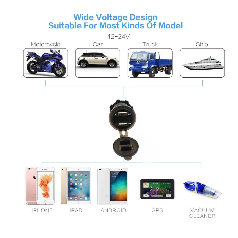 Auto Motorrad Wasserdicht Staubdicht 5 V USB Fahrzeug 4,2 A DC 12 V Doppel USB Ladegerät für Telefon GPS Netzteil Port Buchse