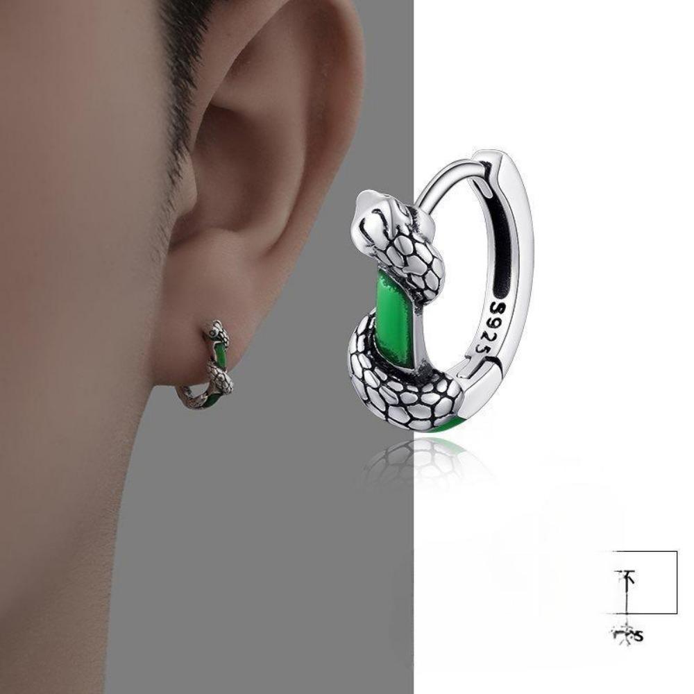 1PAIR Earrings men's high-end sense trend ruffian handsome snake single  cold wind boys earrings
