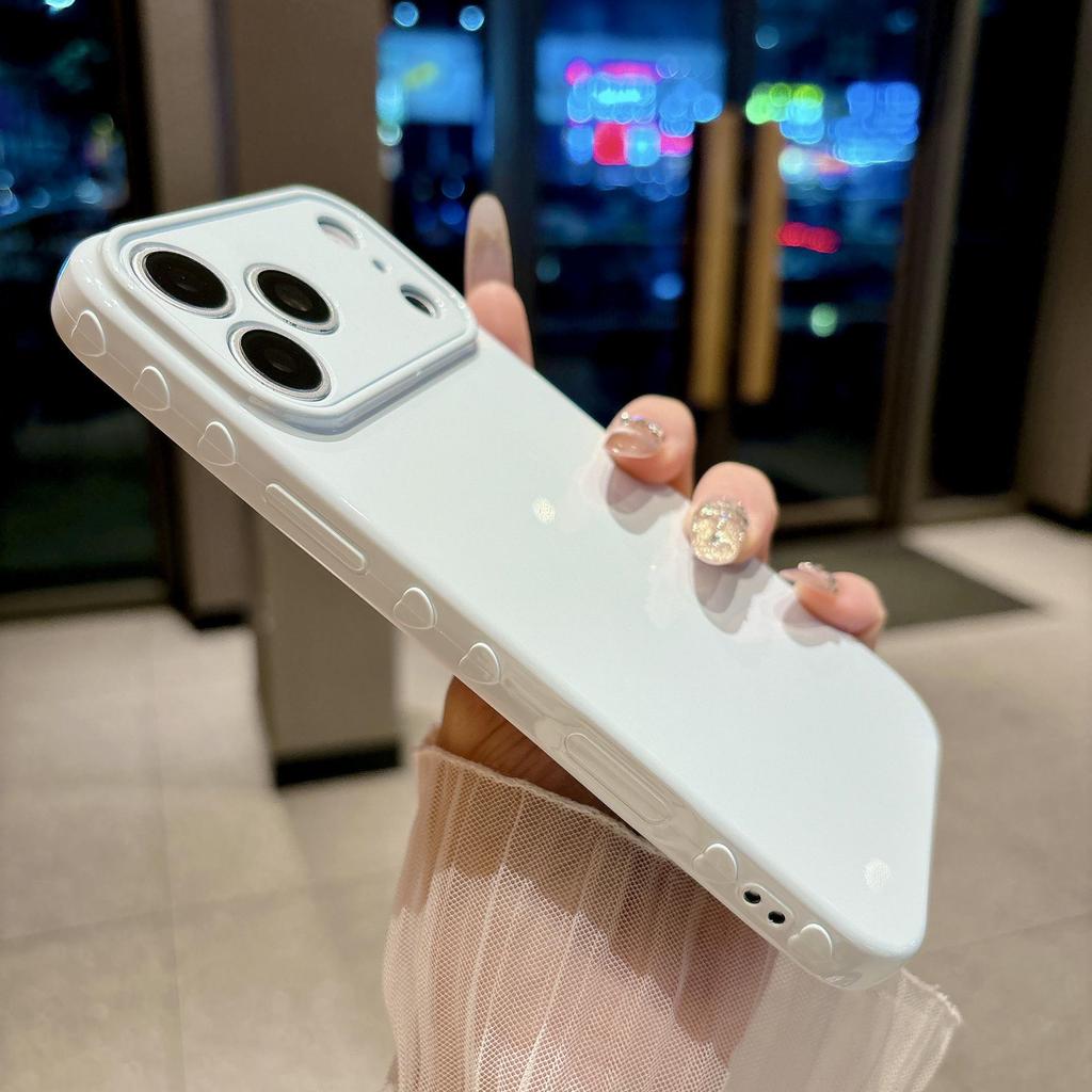 Compatible with Apple 17 Pro Max Heart Side iPhone 16/15 Protective Silicone Cover for 14/13