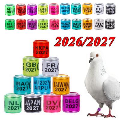 100 יחידות טבעות רגל יונים צבעוניות לשנים 2026/2027 עם מספרים, טבעת רגל לזיהוי יונים לאימון, מרוצים, 10 צבעים