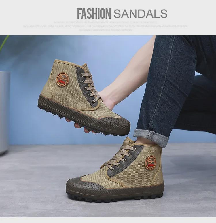 Pantofi de lucru pentru bărbați cu gleznă înaltă, rezistenți la uzură, antiderapanți, pentru primăvară și toamnă - Pantofi de cauciuc de construcție pentru exterior, stil nou