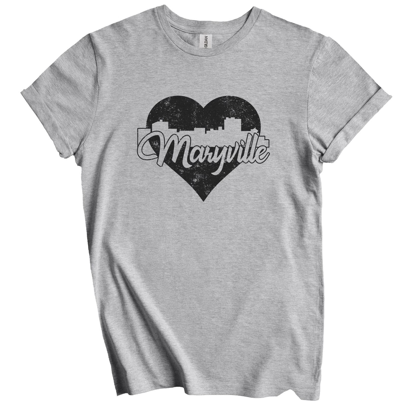 Retro Maryville Tennessee Skyline Heart Distressed T-Shirt M