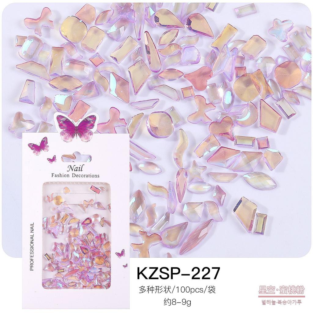 Bagged Flat Bottom Special-Shaped Diamond Nail Art Jewelry Aurora Color Abs Resin Diamond Nail Art Diamond Jewelry