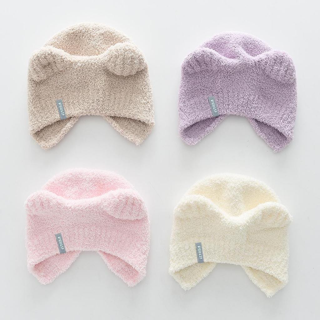 Children's Cute Plush Bear Wool Knit Winter Hat – Windproof & Cold Protection