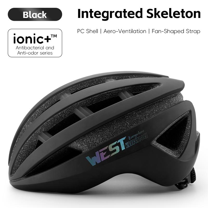 

WEST BIKING CE Certified Bike Helmet Lightweight Breathable Men Women Cycling Helmet Pro Racing Bicycle Helmet Bike Safety Cap 58-61cm чорний